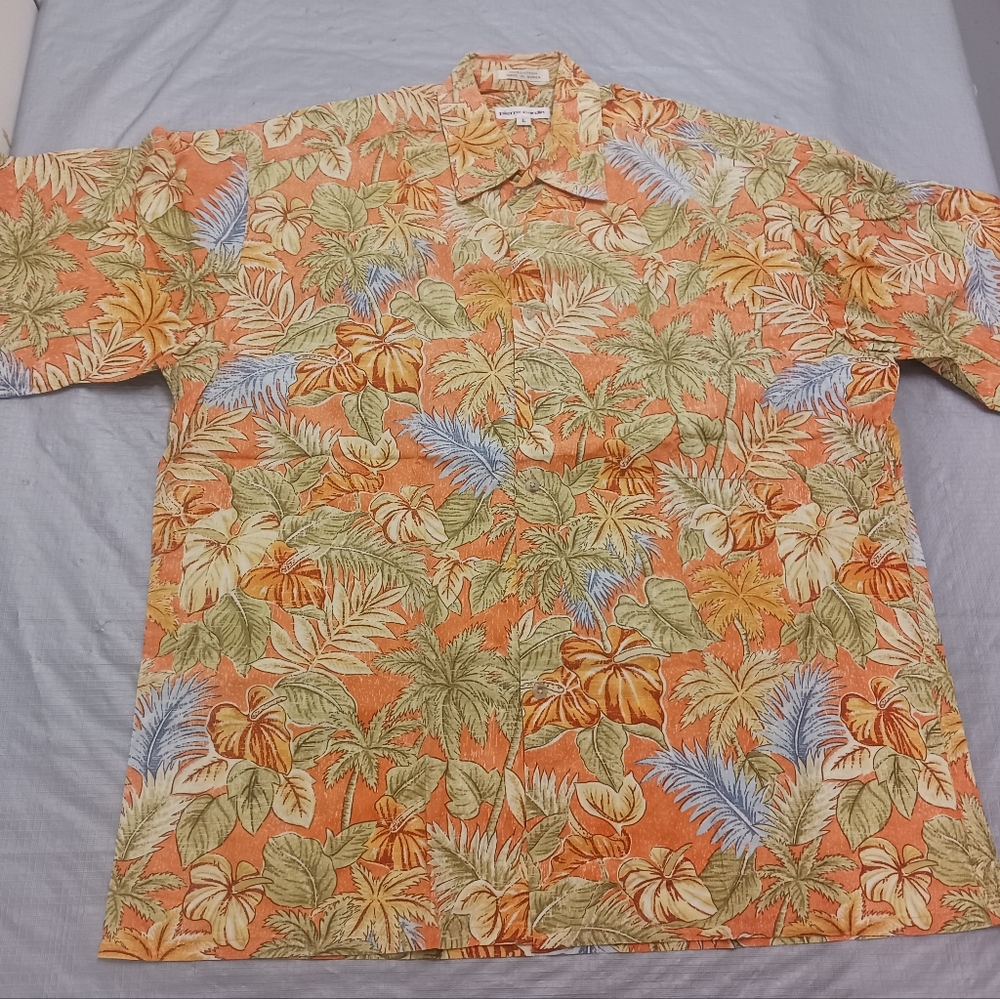 Pierre Cardin Orange Floral Casual Button Down Shirt
